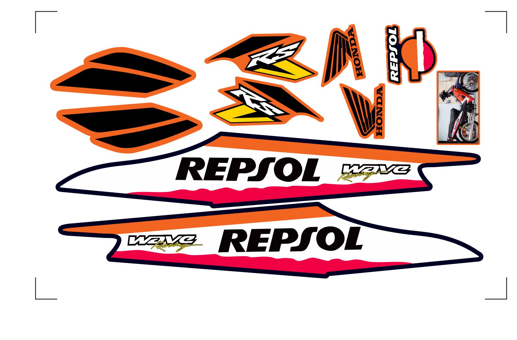 tem rời wave repsol, decal 3 lớp ko bay màu