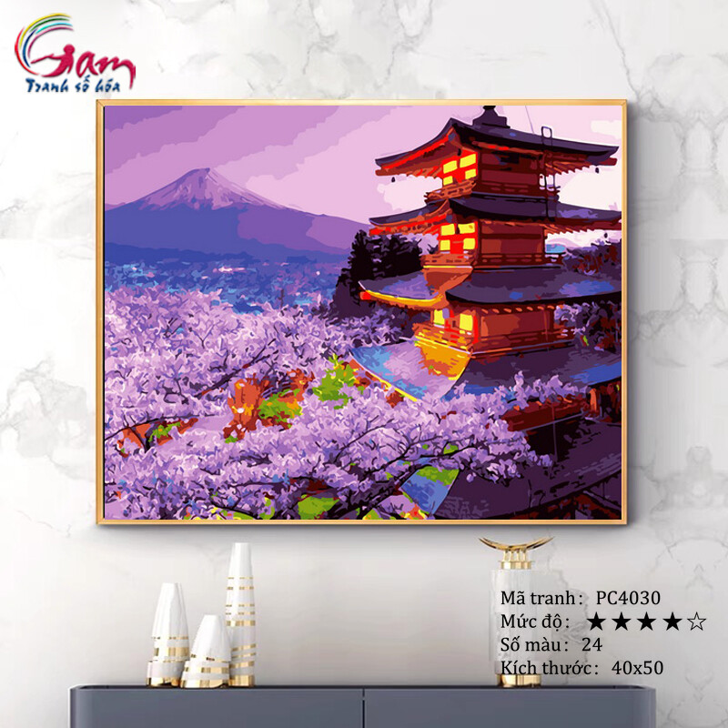 DIY Paint by numbers kit with frame for adults Japanese Phu Si mountain Painting For Wall Decor New Hobby And meaningful gift  PC4030