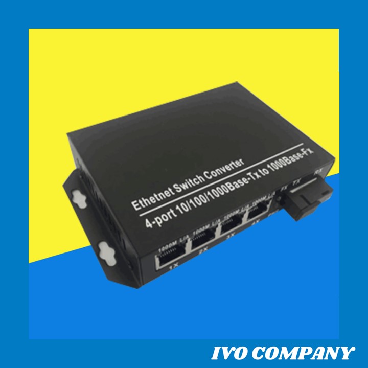 Thiết bị chuyển đổi converter quang điện kiêm switch poe 4 cổng 1
