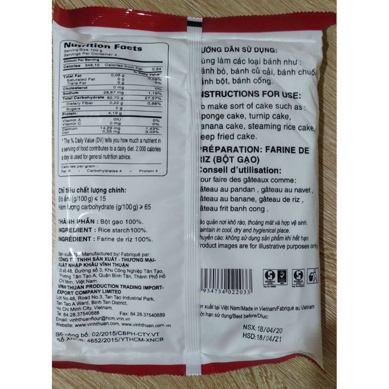 BỘT GẠO VĨNH THUẬN( GÓI 400GRAM)