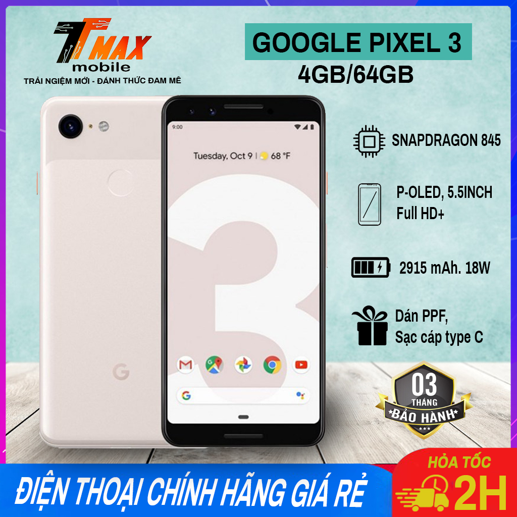 Điện thoại Google Pixel 3, Snapdragon 845,64G/RAM4G siêu camera