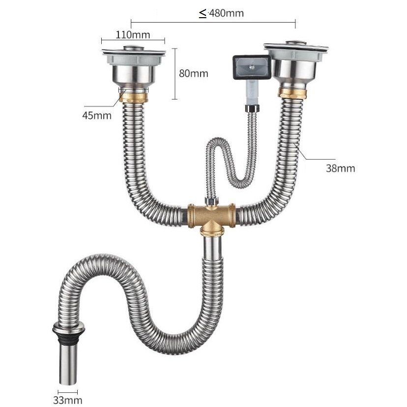 Bộ ống thoát nước bằng thép không gỉ 304 cho bồn rửa chén