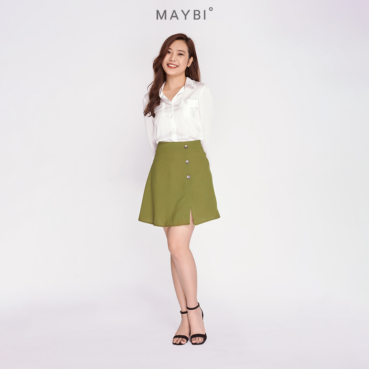 Chân váy MAYBI lụa chéo Skater A Skirt