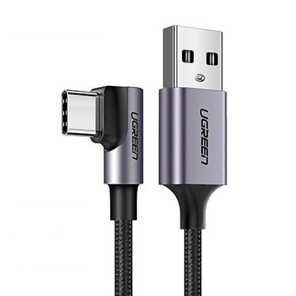 Cáp sạc USB 2.0 sang USB Type C UGREEN US284 - Đầu vuông góc 90 độ vỏ bện nylon dài 1m đến 2m tương thích với điện thoại Samsung / Oppo / Xiaomi / Huawei / Vivo - Hàng phân phối chính hãng - Bảo hành 18 tháng