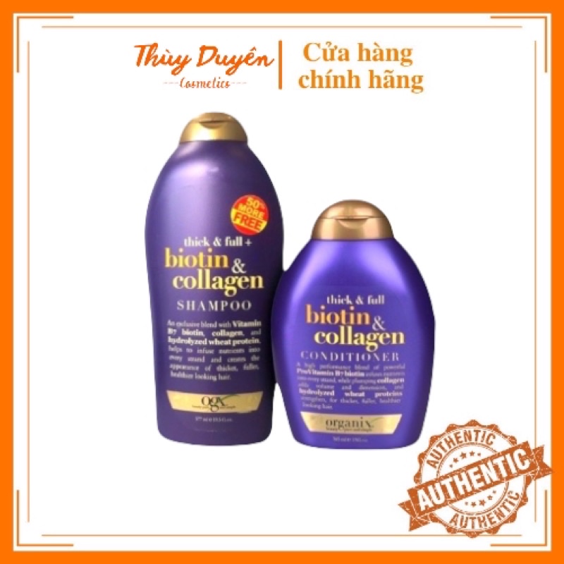 Bộ Dầu Gội Xả Biotin Collagen Ogx 385Ml