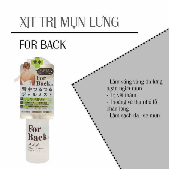 Xịt giảm mụn lưng For Back Body Lotion 100ml