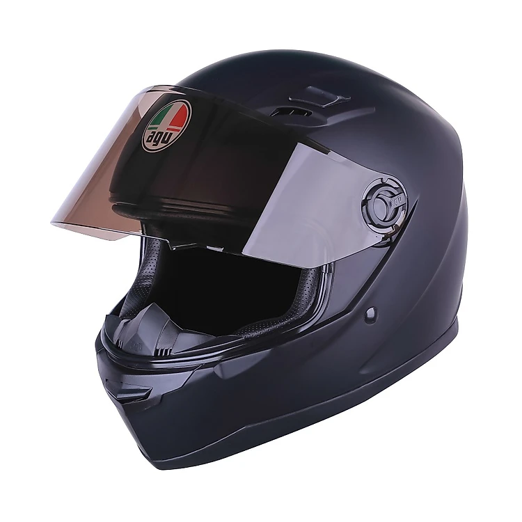 Mũ bảo hiểm fullface AGU Đen Trơn (Kính trong)