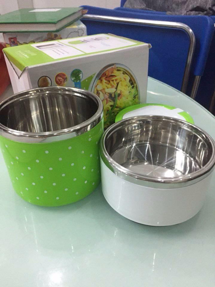 Camen chấm bi 1 ngăn giữ nhiệt