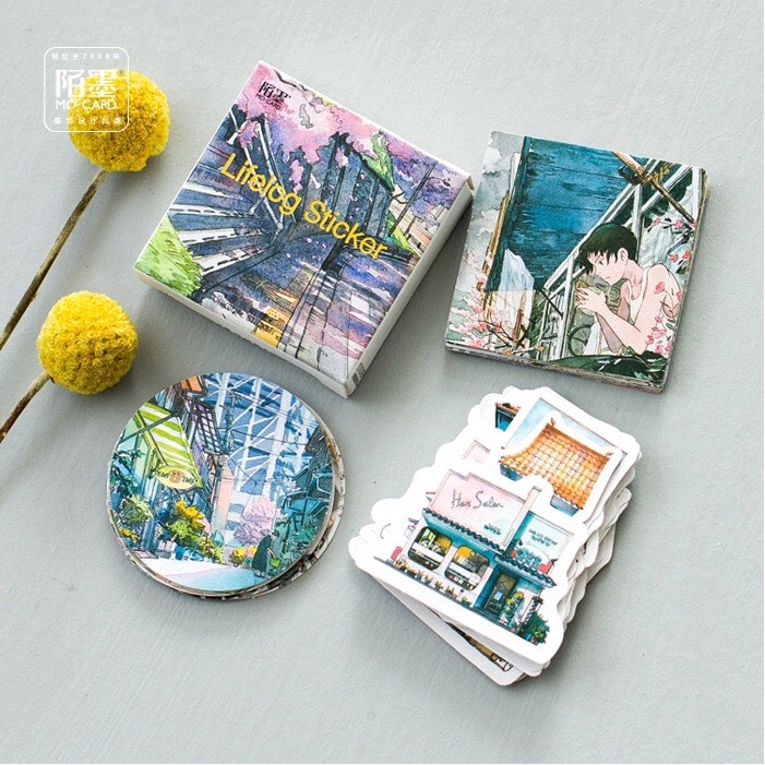 Set 45 miếng sticker phong cảnh siêu xinh