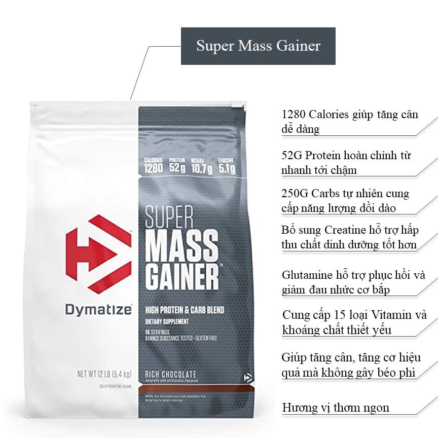 Sữa Tăng cân Dymatize Super Mass - 12lbs ( 5kg4 )