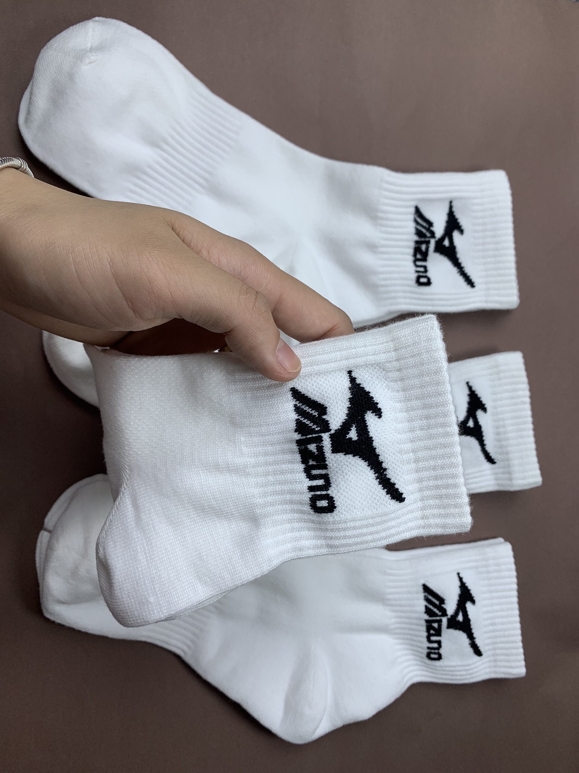 Freeship Tất Cả Tất dệt kim Mizuno Trắng cổ Lửng