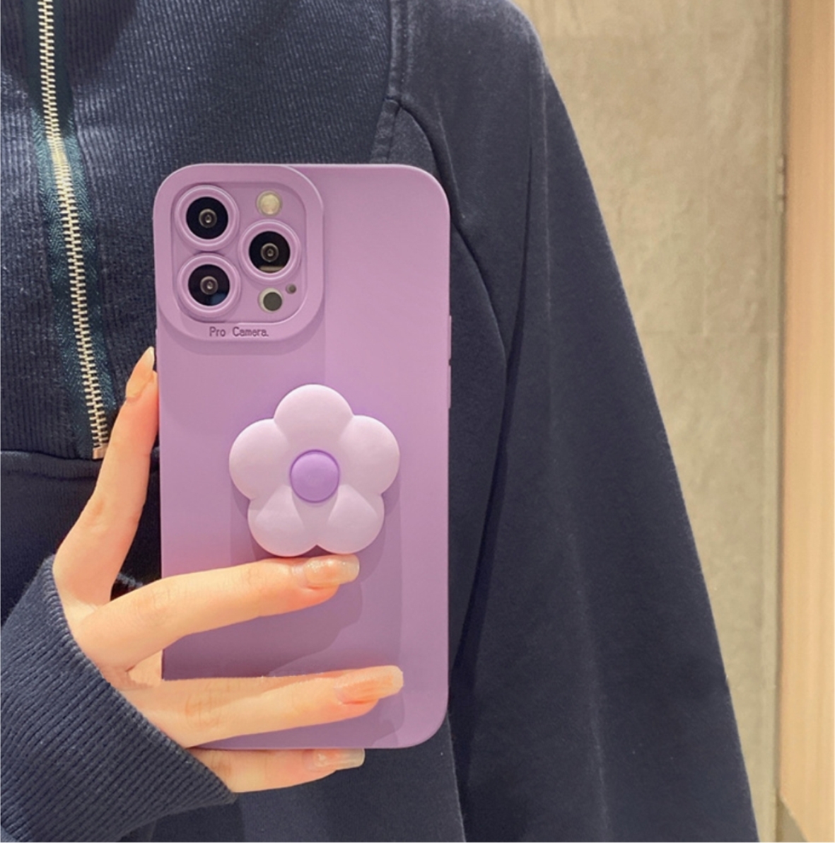 Ốp Lưng Basic Camera Nổi - Mẫu Hoa Tím Nổi