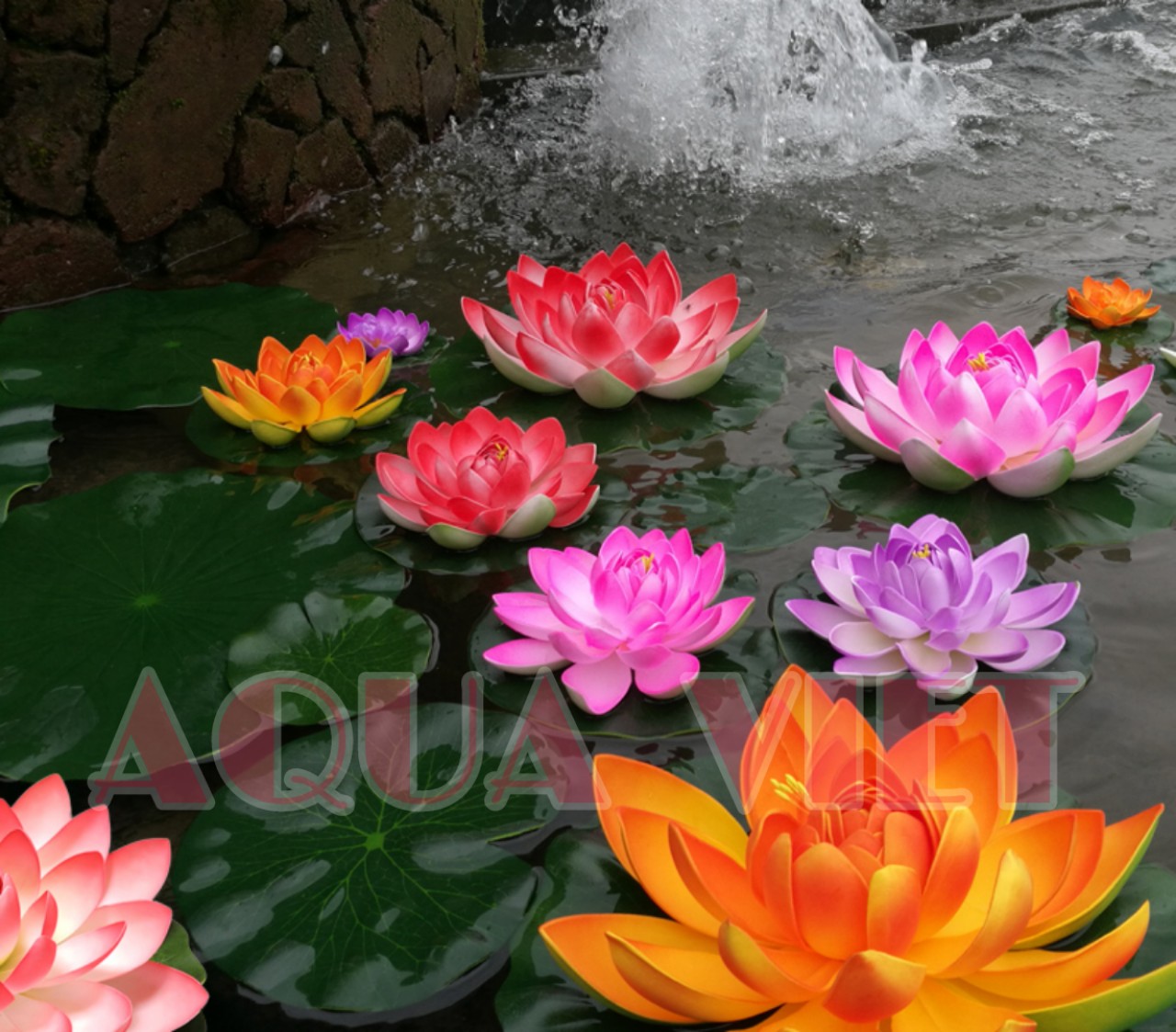 Hoa Sen giả Thả Nước Thả Bát 18 15cm trang trí Tiểu Cảnh vườn hồ