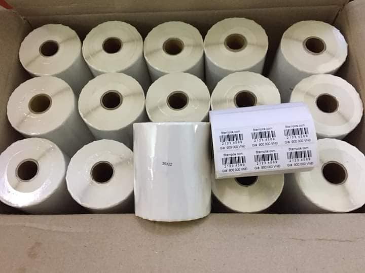 Giấy in tem mã vạch 3 tem 35x22mm (dài 50m) 6000 tem