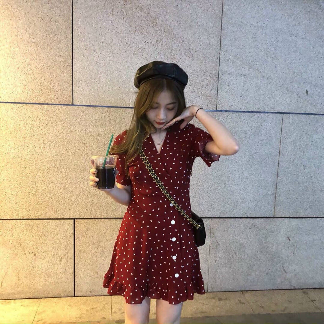 Đầm baby doll chấm bi đỏ xinh