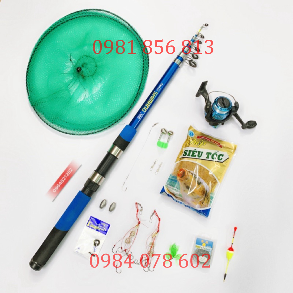 Bộ cần câu 3m6 shimano + máy câu + phụ kiện 13 món đầy đủ cần tải cá lên 8kg hàng loại 1 y hình