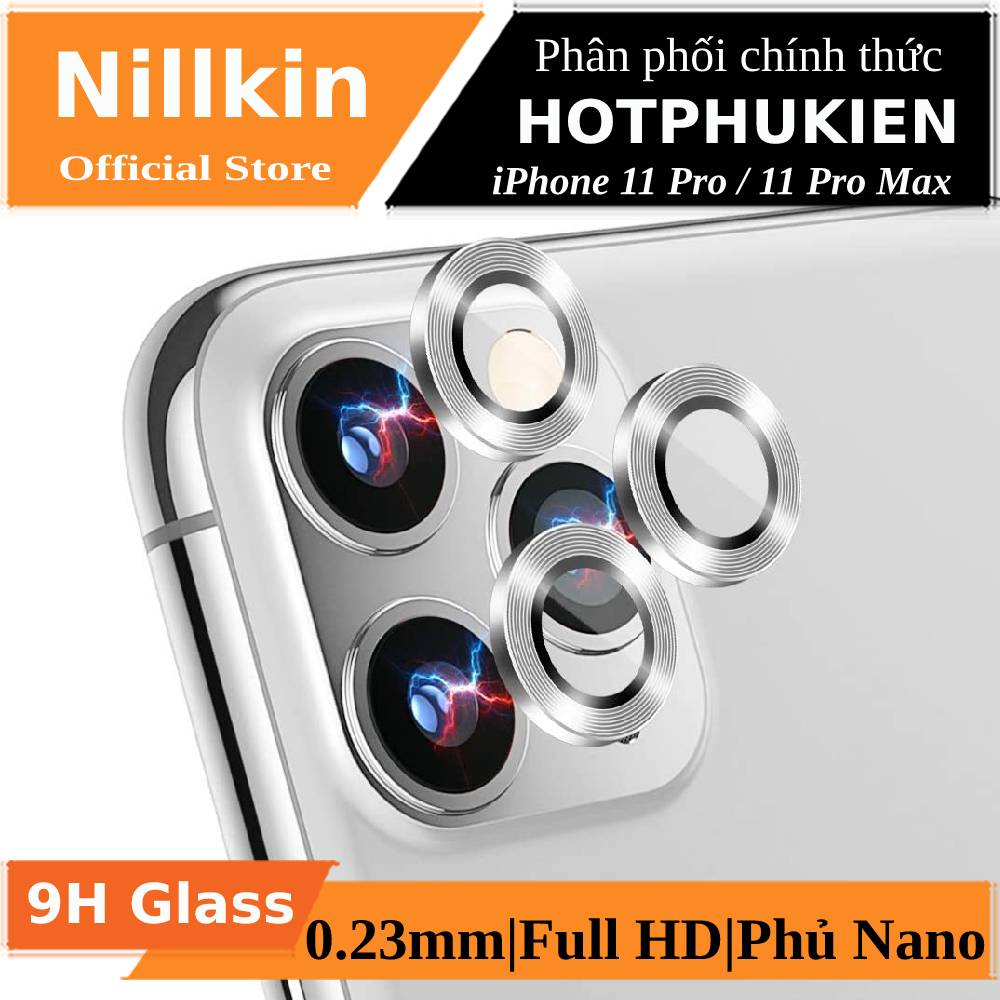 [HCM]Bộ miếng dán kính cường lực bảo vệ Camera cho iPhone 11 Pro / 11 Pro Max hiệu Nillkin CLRFilm Lens Ring (độ cứng 9H chống trầy chụp ảnh sắc nét Full HD)  - Phân phối bởi Hotphukien KGG