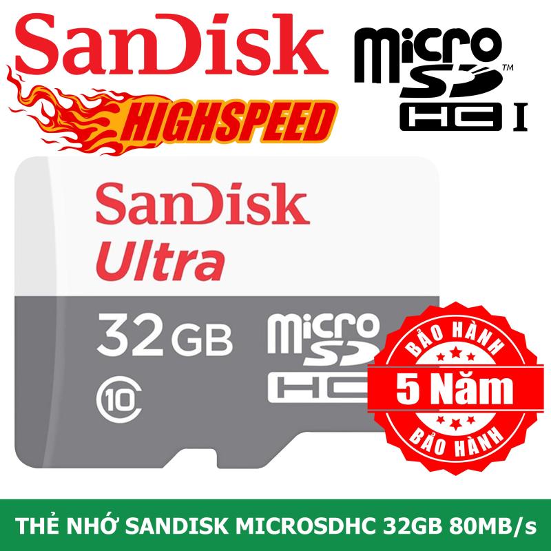 Thẻ nhớ SanDisk Ultra MicroSDHC 32GB Class 10 UHS-1 tốc độ 80MB/s