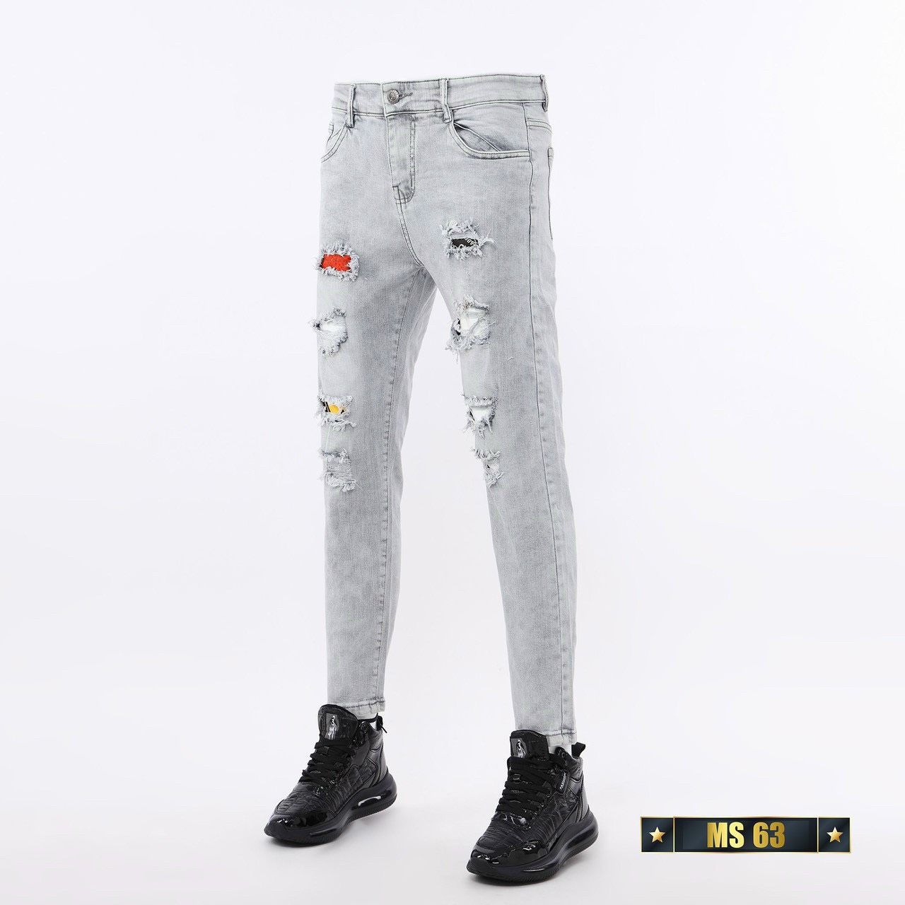 Quần jean baggy nam unisex chất bò rách wash sang thêu chữ db 0001 cao cấp - man fsahionhion