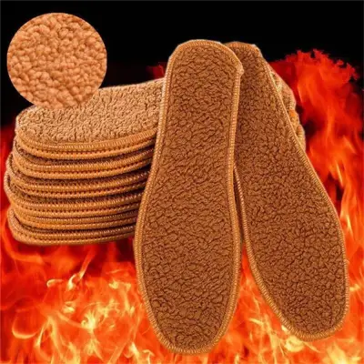B2RJKKKHO Unisex Snow Boots Insoles Keep Warm Elastic Shock Absorbing Winter Thermal Insulation Wool Thicken Alpaca Plush Insoles Cashmere Pad