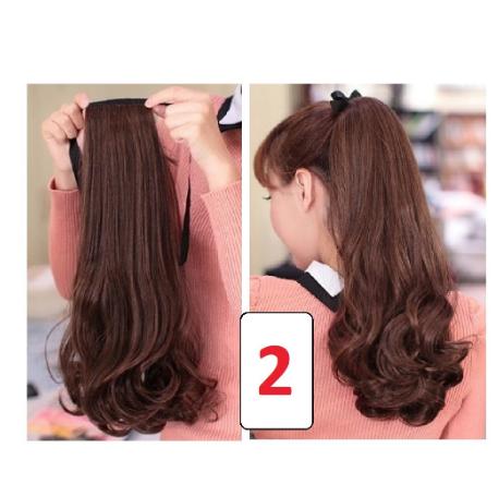 [HCM]Tóc giả cột đuôi xoăn 48cm - Đen
