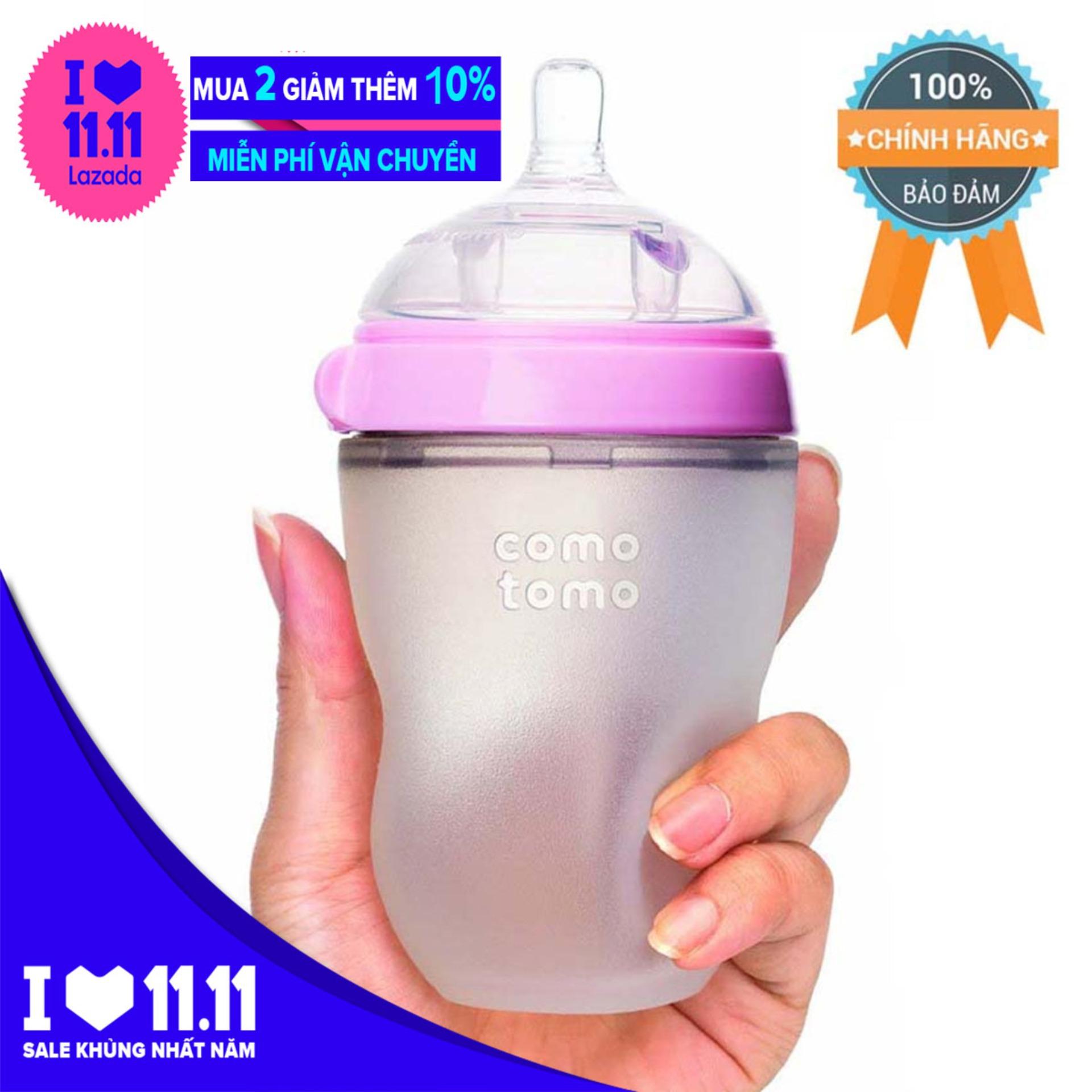 Bình sữa COMOTOMO 250ml ml Hồng (Hãng phân phối chính thức)