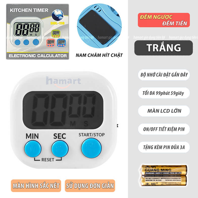 Magnetic LCD Digital Kitchen Countdown Timer Alarm with Stand White Kitchen Timer Practical Cooking Timer Alarm Clock