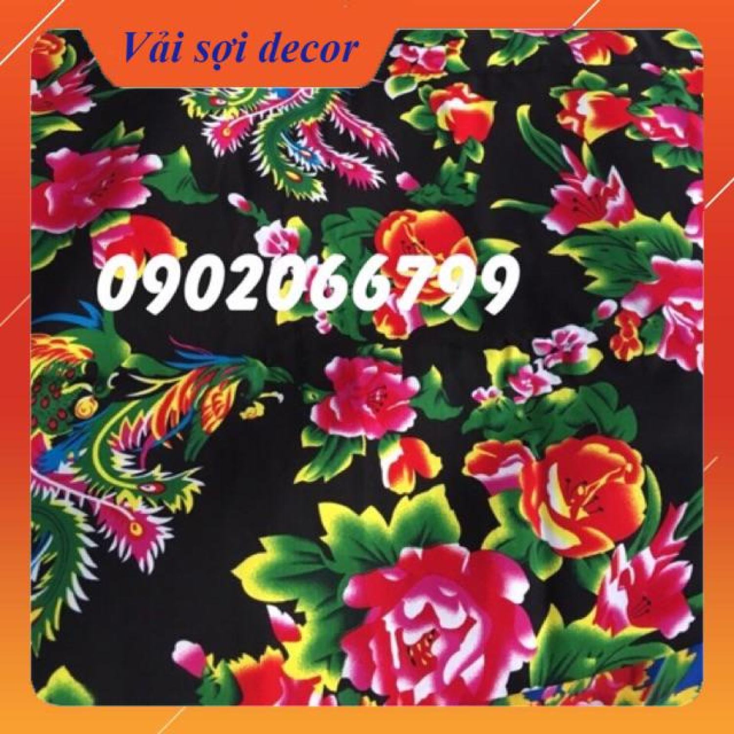 Vải chăn con công màu đen chất đẹp khổ vải 1,6m
