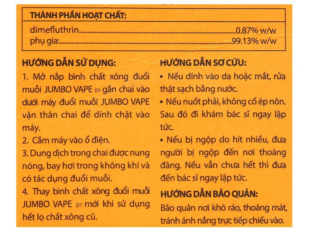 Chất Xông Đuổi Muỗi Jumbo