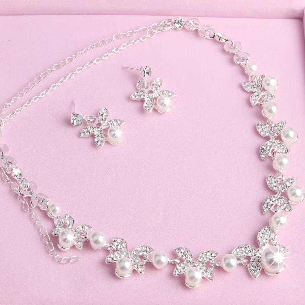 Bộ trang sức cánh bướm đính ngọc trai cao cấp