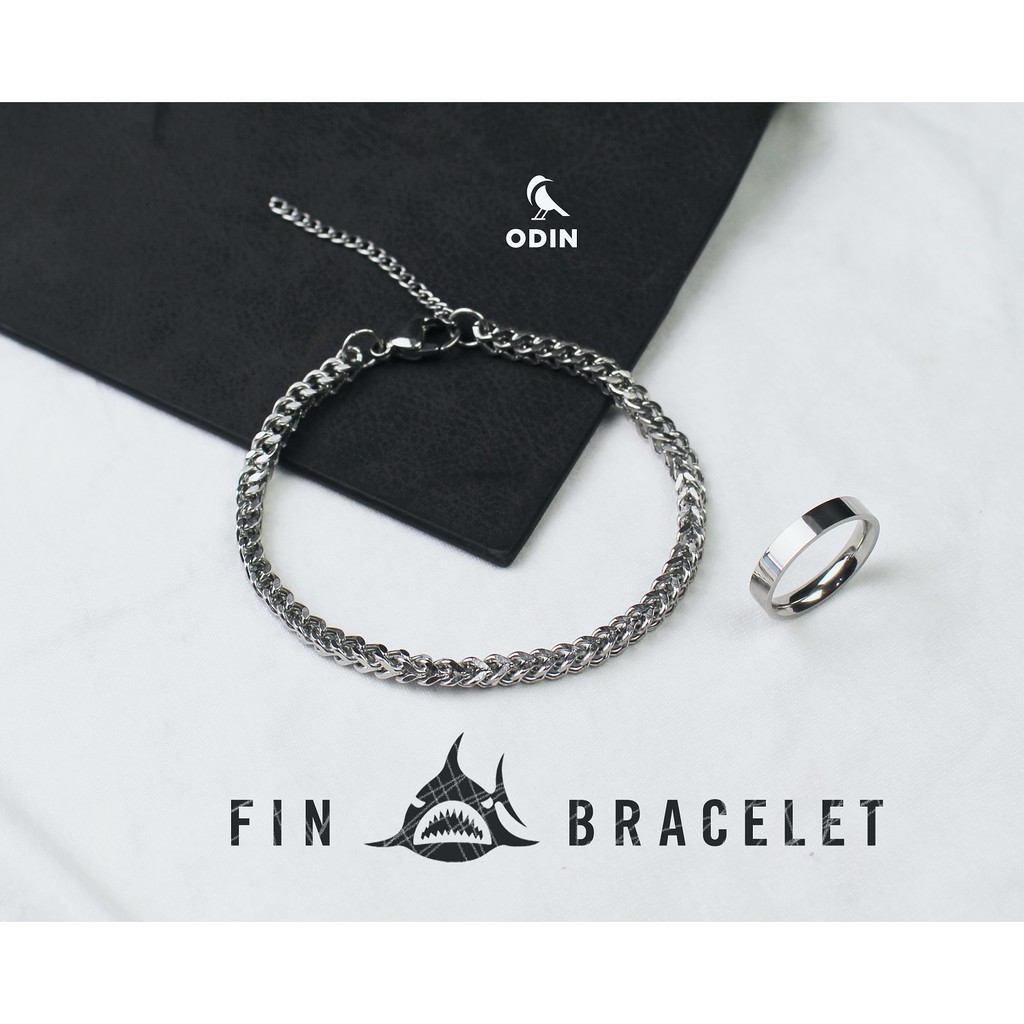 [TẶNG KÈM NHẪN] Vòng tay Chain thép Titanium - Vòng Shark Fin - ODIN