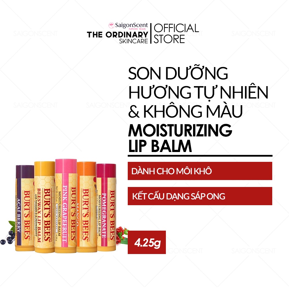 (Chọn Mùi) Son dưỡng ẩm, làm hồng môi Burt's Bees (4.25g)