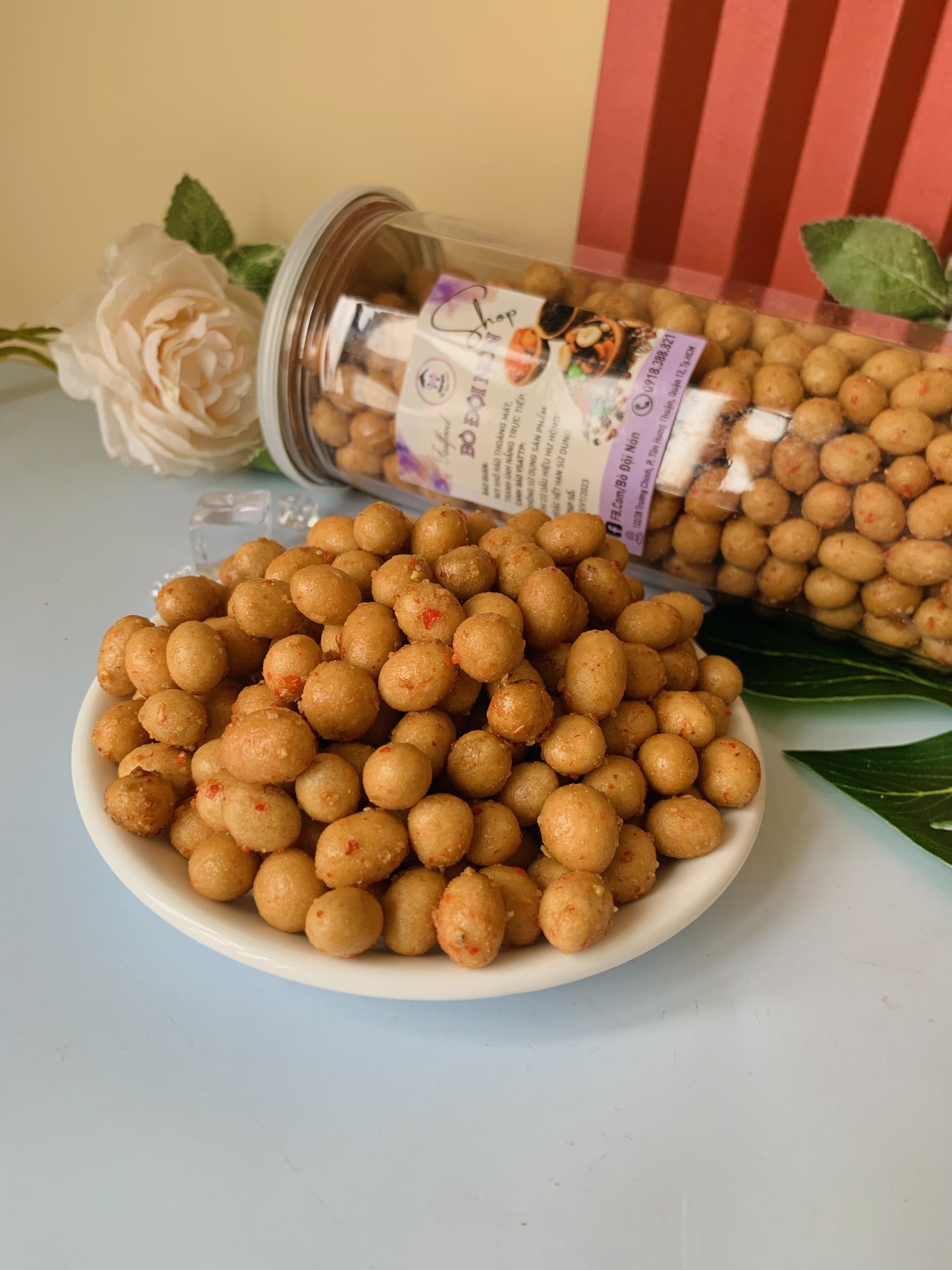 500G Đậu phộng Da Cá Rang Tỏi Ớt Bò Đội Nón