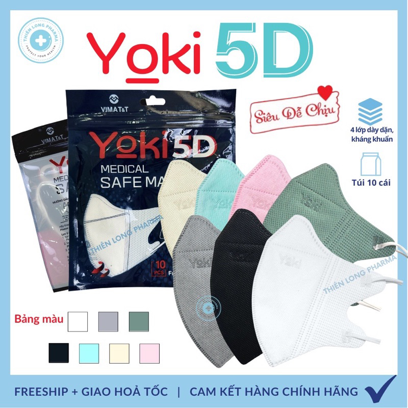 Khẩu trang 5D Mask Yoki 4 lớp kháng khuẩn siêu dày chuẩn form thoải mái hàng chính hãng công ty