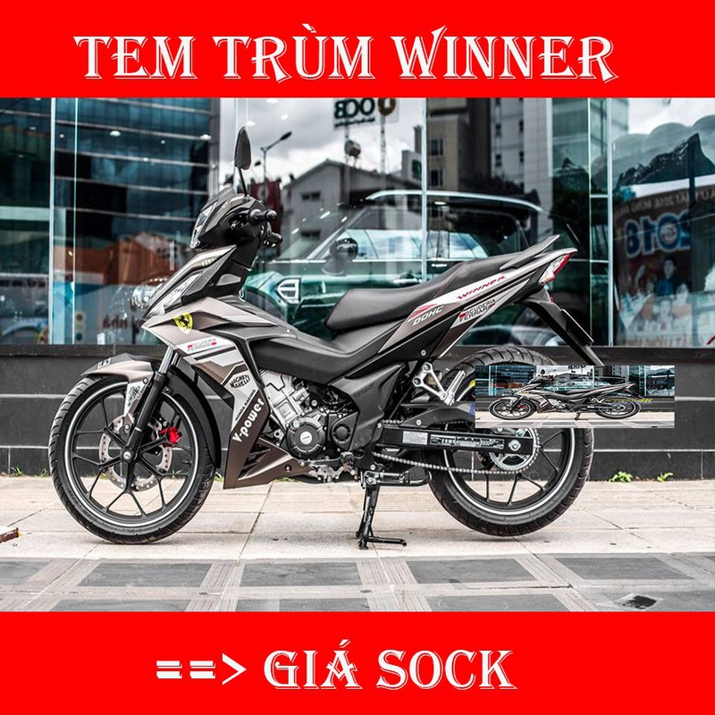Tem trùm Winner đen xám - Độ dán team trùm decal xe máy Winner đen xám - Team trùm decal xe máy Winner rẻ đẹp và chất