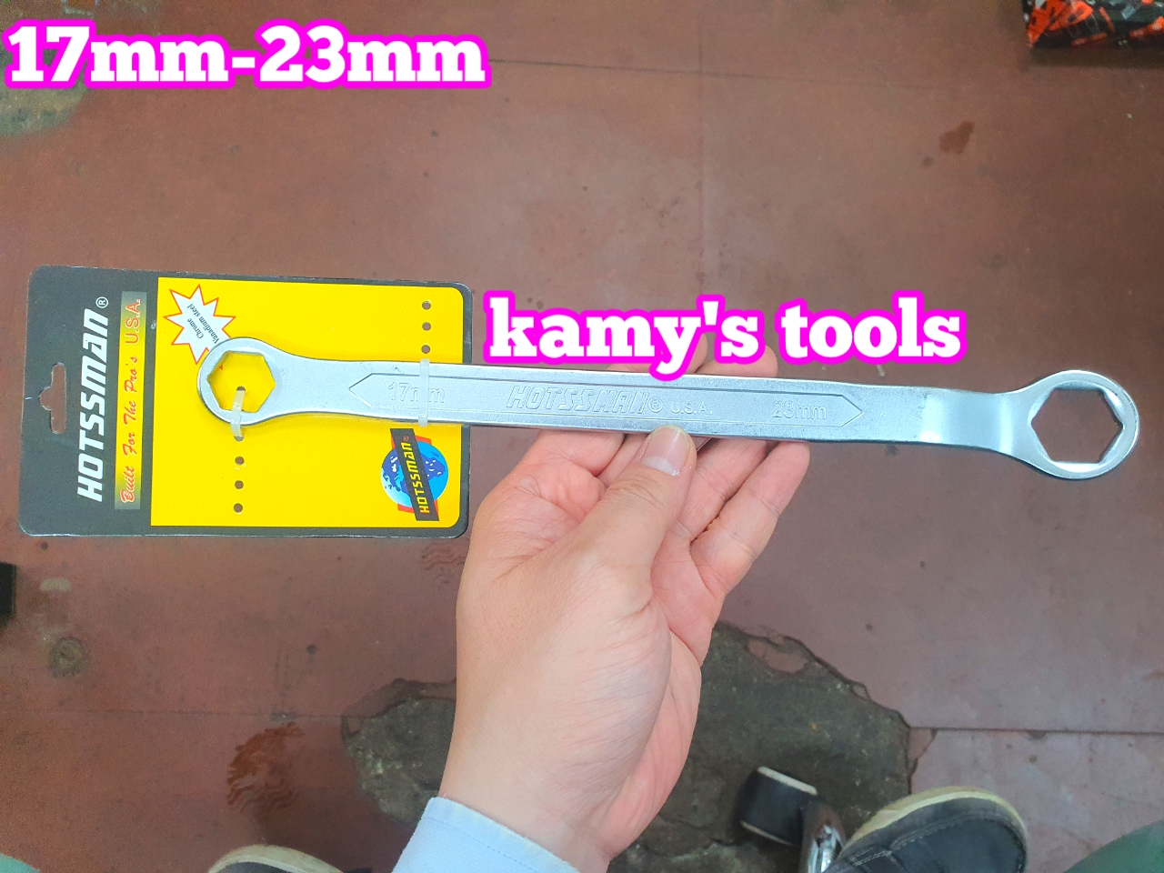 Cờ lê 2 đầu vòng 17-23mm Hotssman tăng xích sên xe máy, mở nắp xupap, mở ống xả nhớt, ốc đùm bánh xe sau