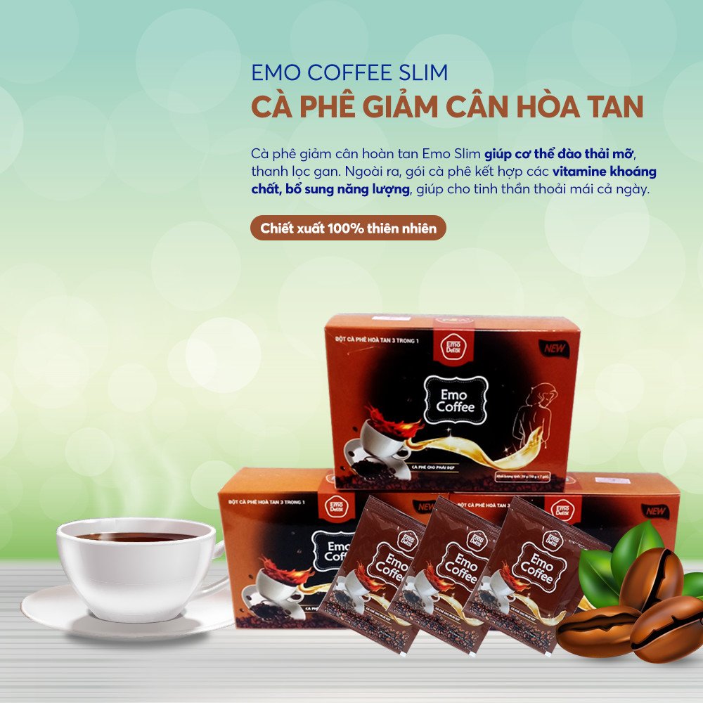 Giảm cân nhanh Emo Detox vị cà phê hòa tan 3 trong 1 Miu Emo