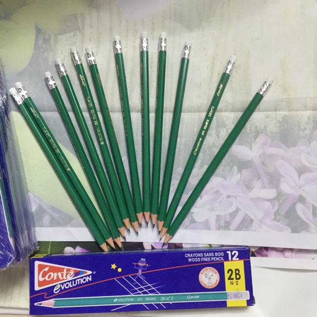 12 cây bút chì 2B xanh, viết chì xanh