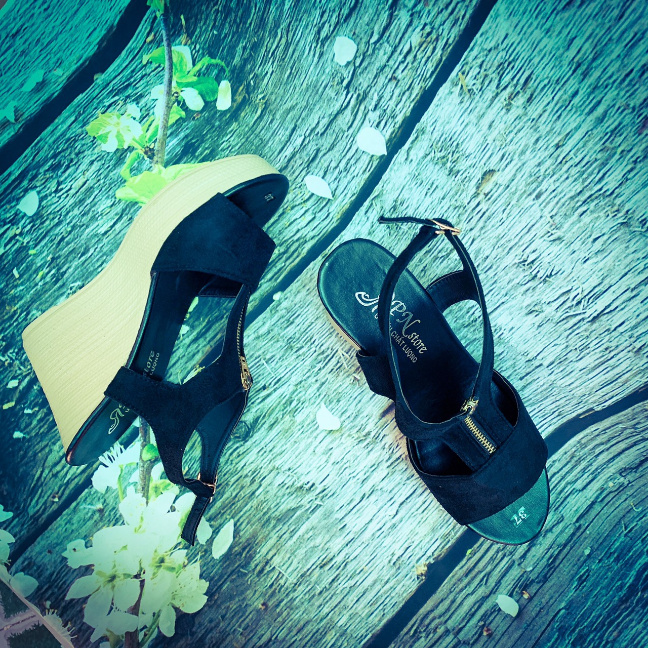 Giày sandal Đế Xuồng 9cm Dây Kéo DX007