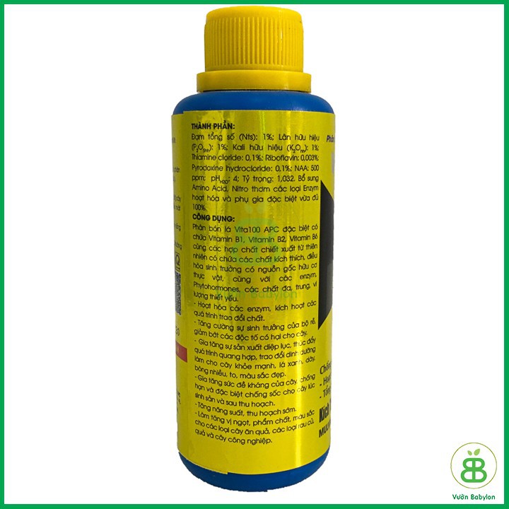 Phân Bón Lá Vitamin B1-B2-B6 VITA100 APC Chai 100ML