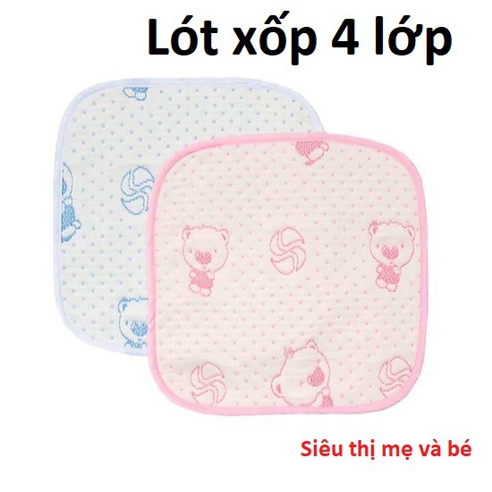 Miếng lót chống thấm, tấm lót 4 lớp thay bỉm sơ sinh cho bé trai/gái KT 30x30cm