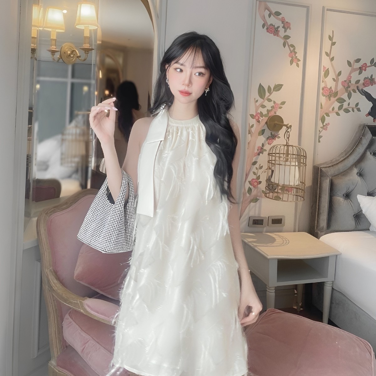 Váy cổ yếm nữ dáng xòe Linly Store  V-VCY4