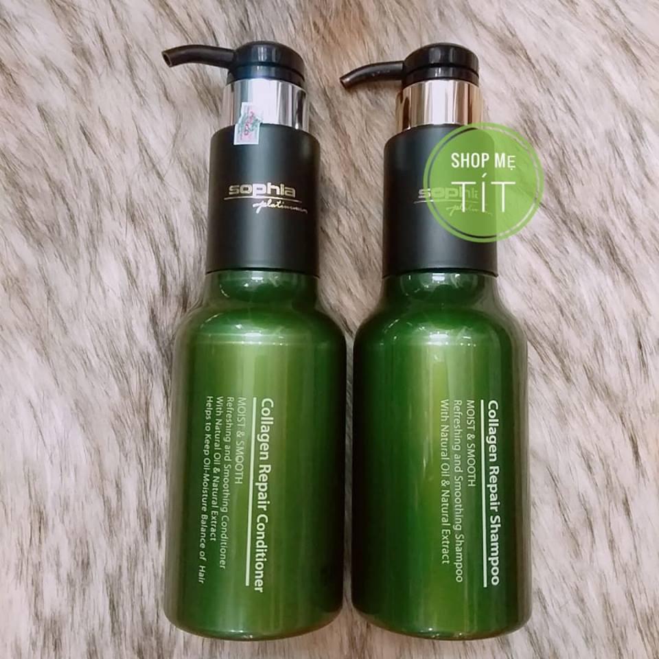 Cặp gội xả phục hồi tóc hư tổn Sophia Collagen Platinum 500mlx2