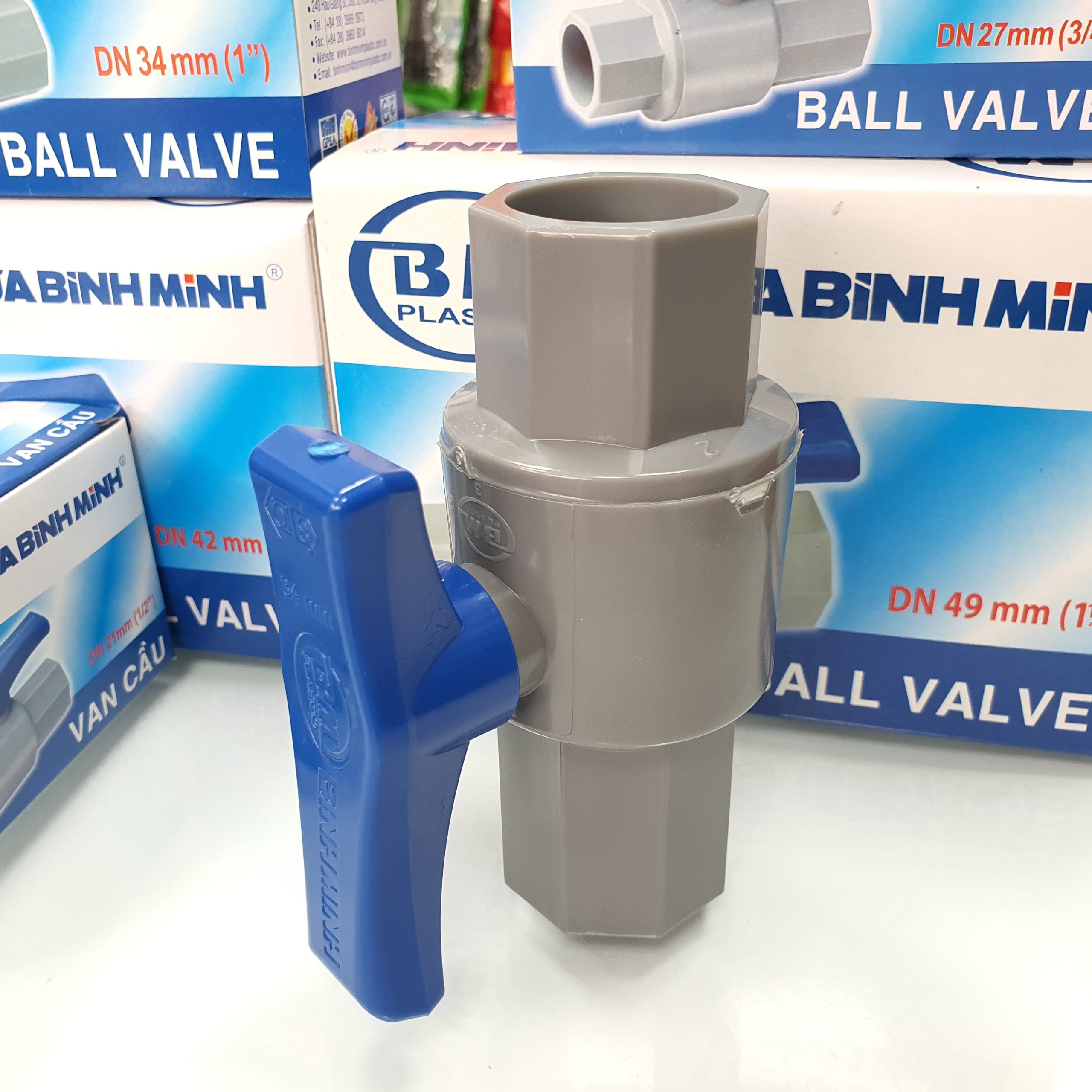 Van nước Bình Minh phi 21 phi 27 phi 34 phi 42 phi 49 van cầu van bi nhựa