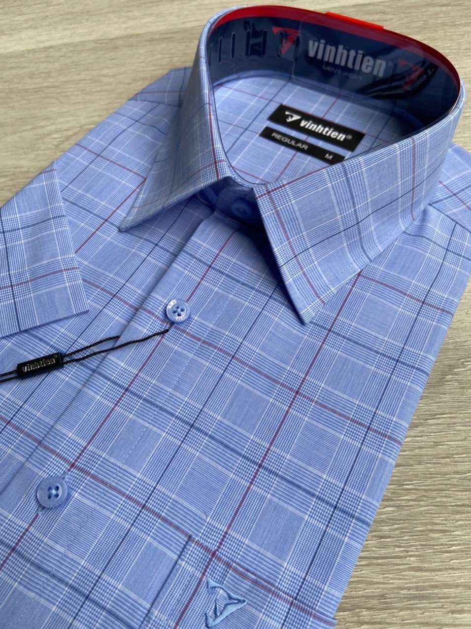 Áo Sơ Mi Cộc Tay Cotton Pha Dáng Regular- Fom Suông Vạt Ngang Vĩnh Tiến 350- Nhiều Màu
