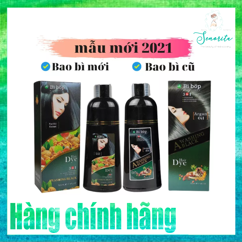 Dầu gội phủ bạc bibop collagen nhật bản 500ml - dầu gội nhuộm tóc thảo dược dành cho tóc bạc - gội là đen senorita beauty