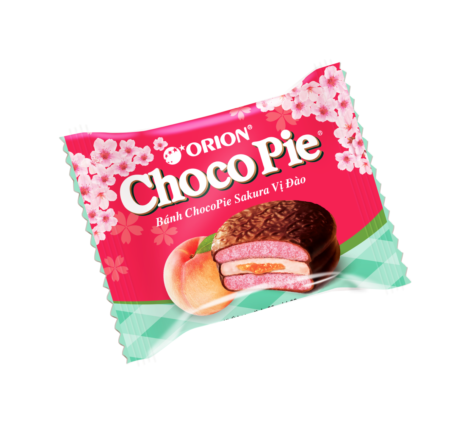 Bánh Choco Pie Sakura Vị Đào Orion (Hộp 12 cái)