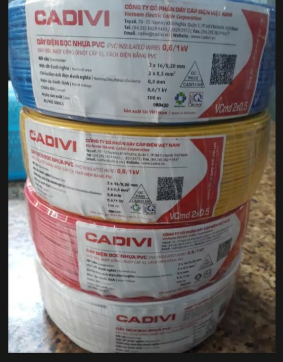 Dây điện đôi mềm 2x 0.5 cadivi cuộn 100 mét
