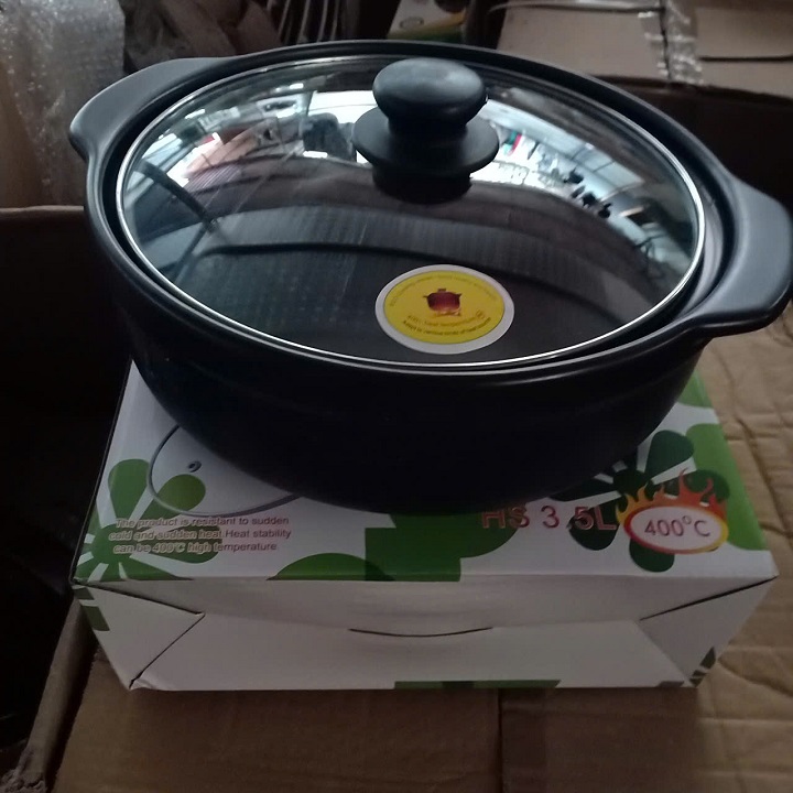 [Có Bảo Hành]Nồi Đất Nấu Lẩu Tem Vàng Chịu Nhiệt Đến 400 Độ Dung Tích 3,5 L