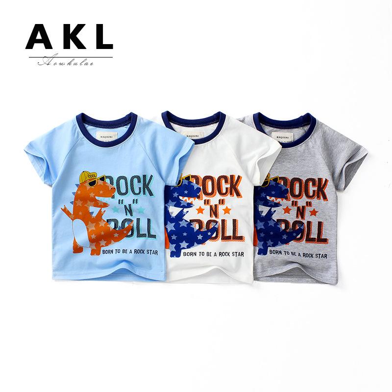 Áo thun bé trai in hình khủng long chất cotton 100% mềm mịn